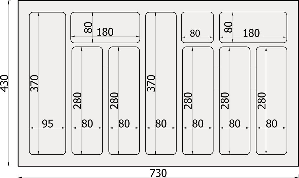 Sossai® Besteckeinsatz für Schubladen 80cm | 73 x 43 cm | Produktbild 4
