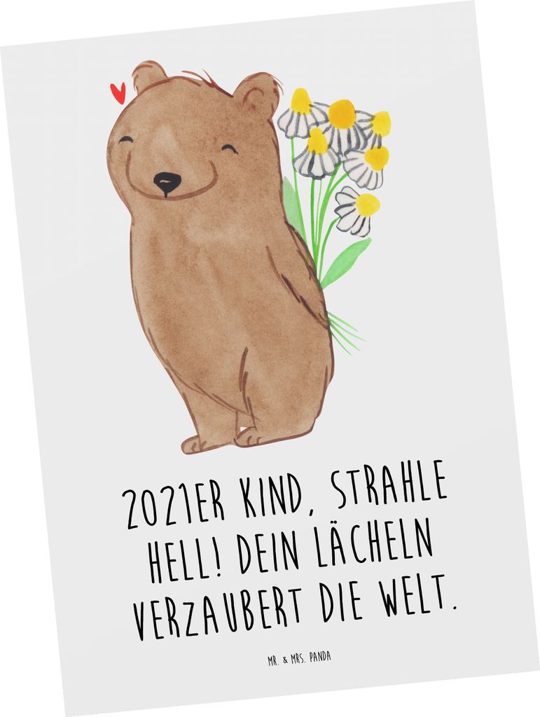 Mr. & Mrs. Panda Postkarte 2021 Geburtstag - Weiß - Geschenk, Glückwunsch, strahle hell, Geburt, Happy Birthday, Grußkarte, Ansichtskarten, Post...