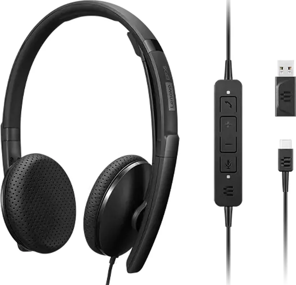 Lenovo Wired VOIP Headset UC Noir avec Commandes de Contrôle Intégrées