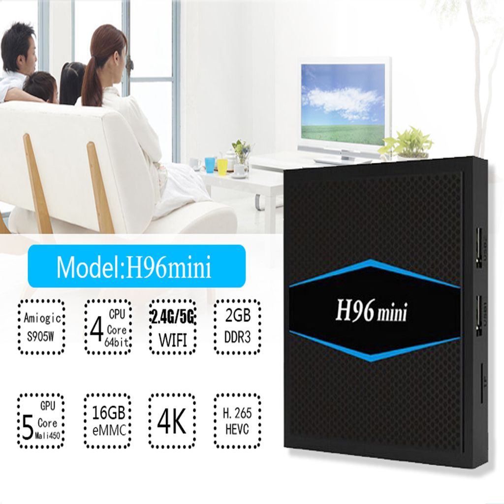 H96 Mini Android 4K TV Box - Schwarz, EU-Stecker