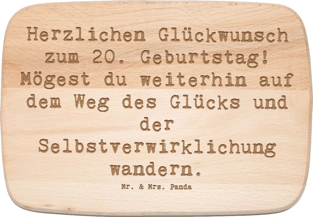 Mr. & Mrs. Panda Holzbrett Spruch 20. Geburtstag Glückspfad - Transparent - Geschenk, Dekorationen, Glückwunsch, Freund, Freundin, Frühstücksbr...
