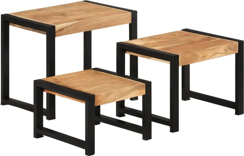 Tables gigognes en bois massif style palissandre pour salon chic - 3 pièces