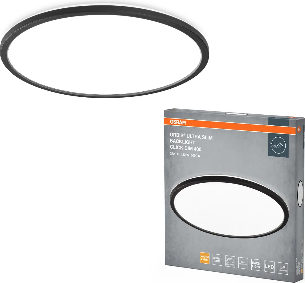 Plafonnier LED Circulaire 22W 1740lm Intensité Variable par Interrupteur