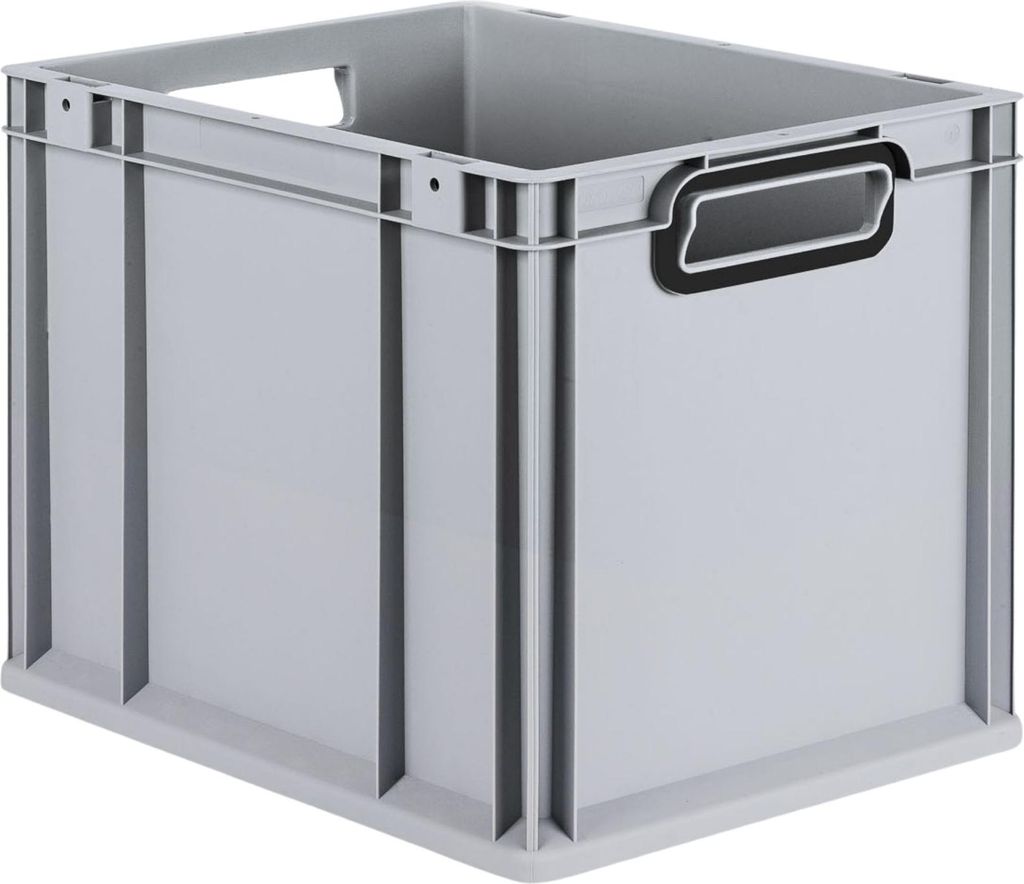 Eurobox NextGen Color | HxBxT 32x30x40cm | 30 Liter | Griffe schwarz offen | Glatter Boden | Grau | Eurobehälter, Transportbox, Transportbehälter...