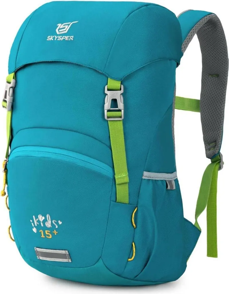 SKYSPER Zainetto Bambini 15L - Zaino Montagna Leggero Ciano