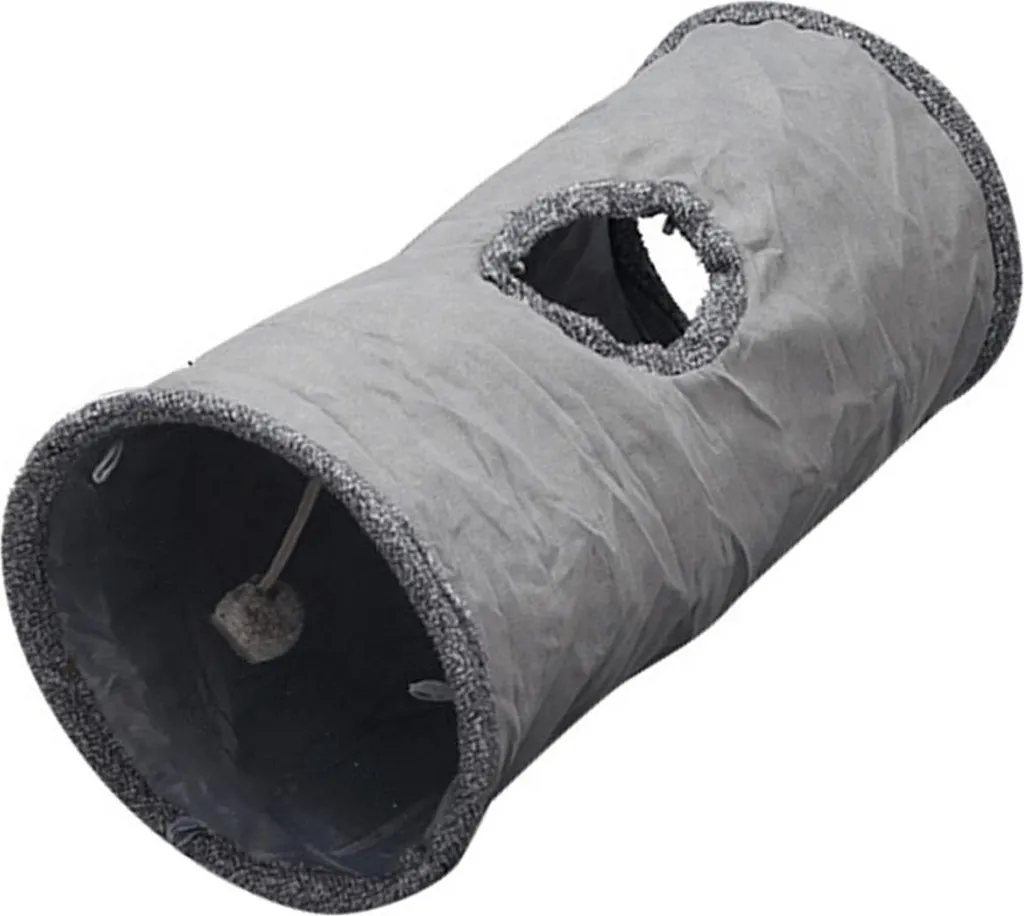 Tunnel pliable en daim pour chat avec balle de jeu, 100cm, couleur café - 5