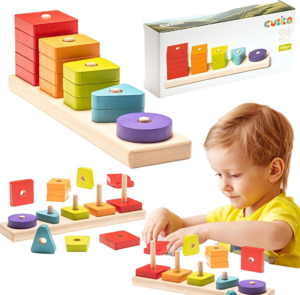 Geometrischer Sortierer Holzblöcke Formen Basis Stapelset