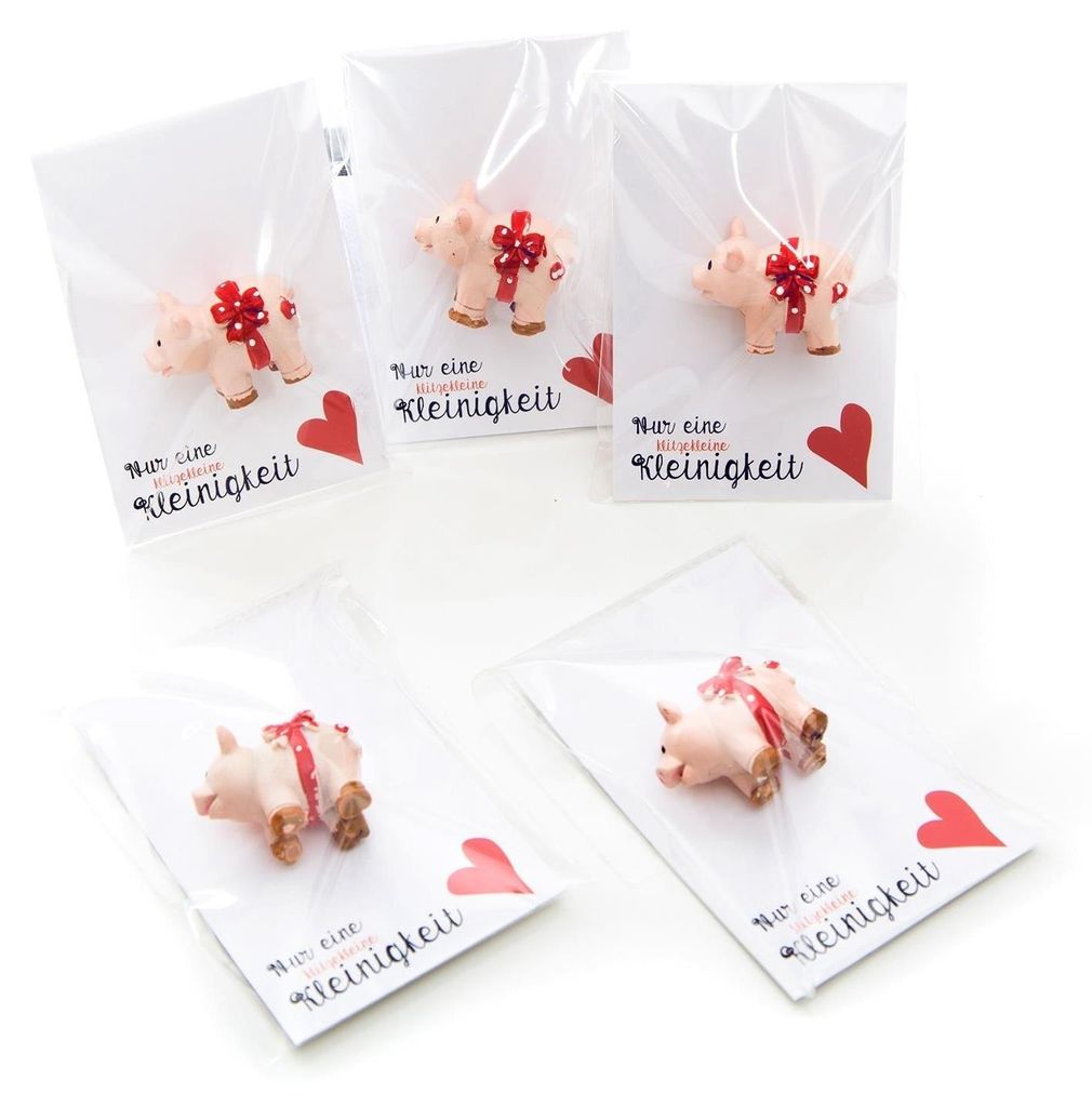 10 rosa Glücksschweine & Schmuckkärtchen Nur eine klitzekleine Kleinigkeit - kleines Geschenk10 Stück