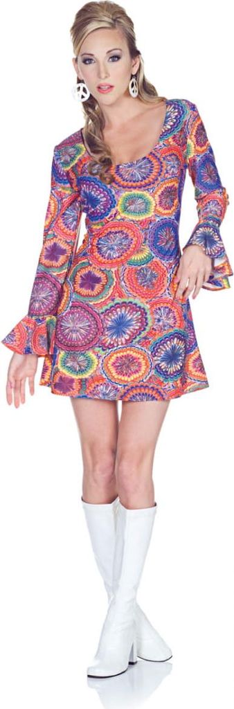 Flower Power Psychedelic Minikleid Damen Größe: M / 38 Produktbild 