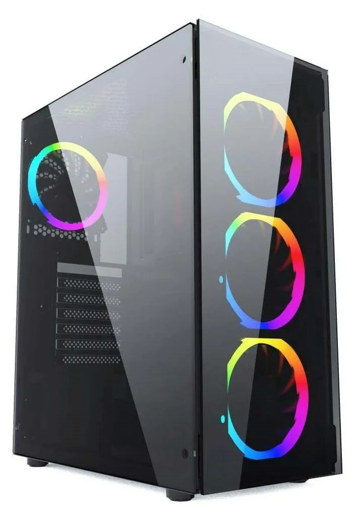 Gembird CCC-FC-1500RGB Boîtier PC Midi Tower Noir avec Verre Trempé