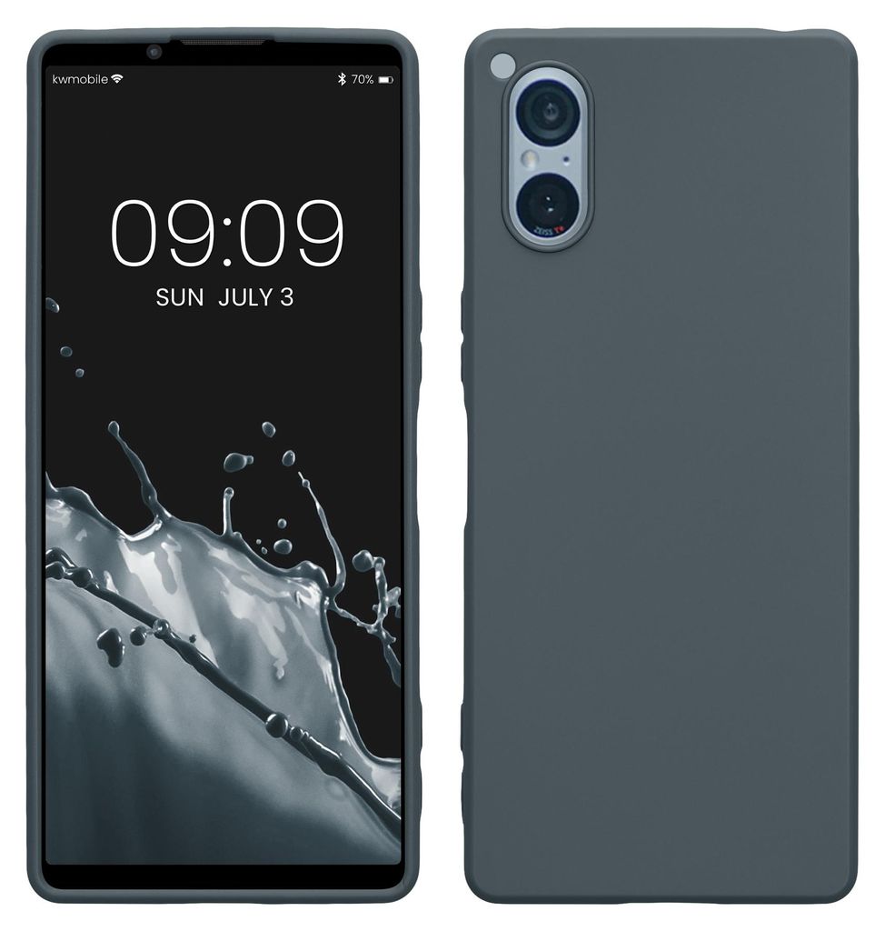 kwmobile Handyhülle für Sony Xperia 5 V Hülle - TPU Case - Kabelloses Laden - Schutzhülle Cover in Dunkler Schiefer