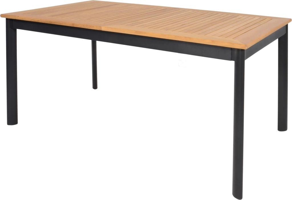 Ausziehbarer Tisch - 152/210x89x75,5 cm - Aluminium - Teakholzplatte