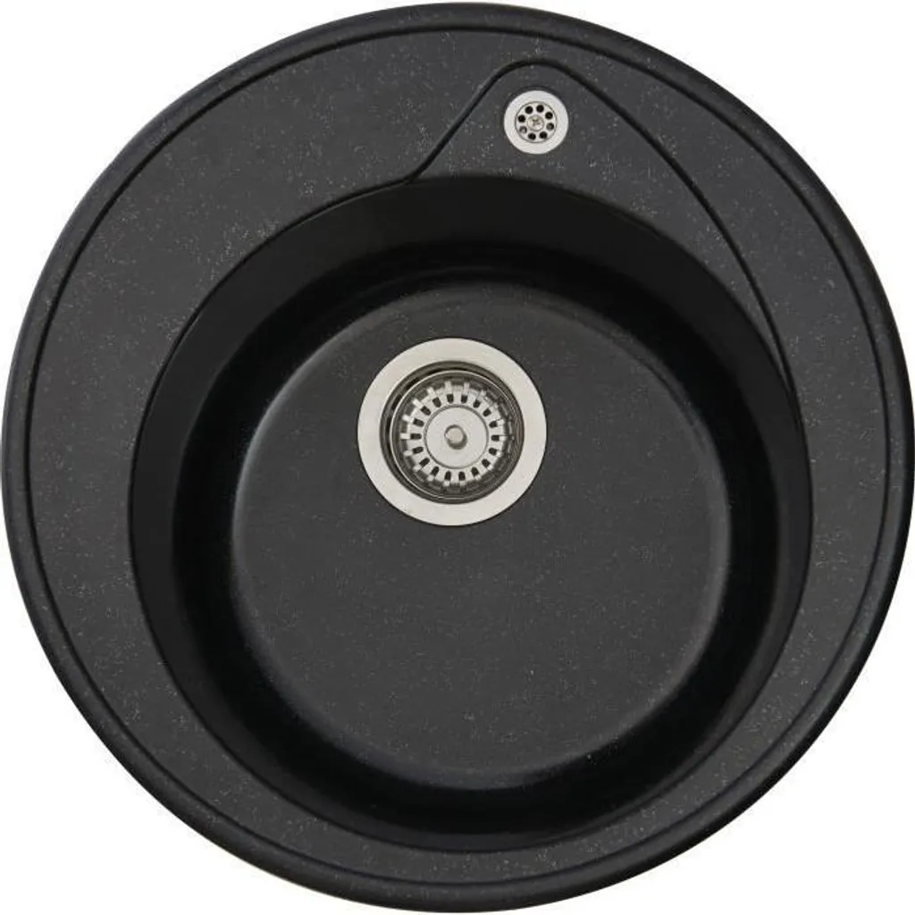 Lavello Cucina SMC Nero Glitter Ronda Ø 49 | Kit Scarico Manuale Incluso