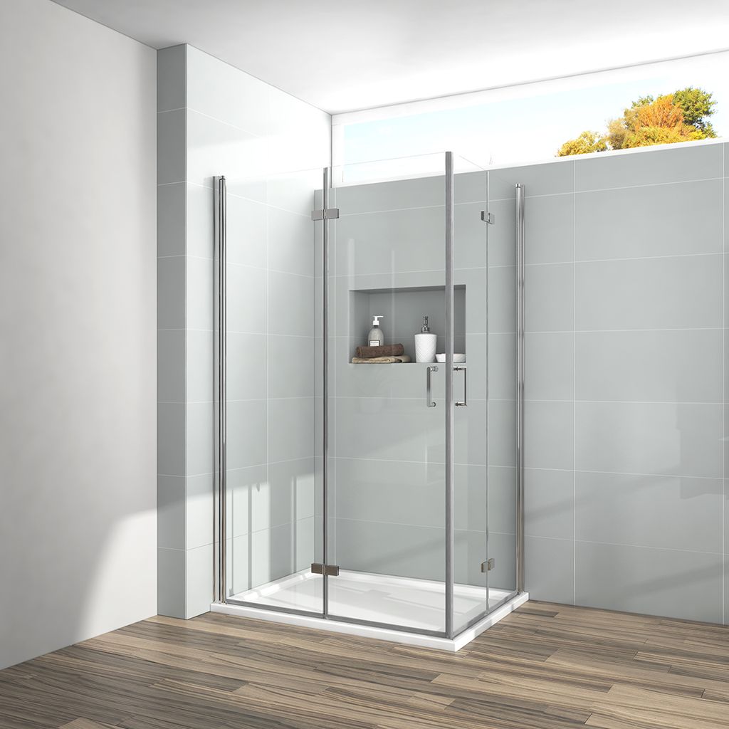 EMKE Duschkabine 75x120x195 cm Falttür Nischentür Nischenfalttür Duschabtrennung Dusche Schwingtür Duschwand Klarglas 6mm ESG Sicherheitsglas m...