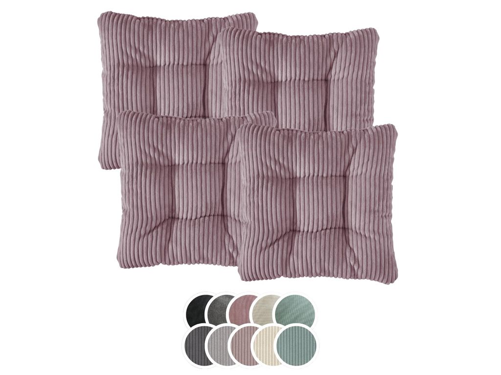 Stuhlkissen 4er Set | Sitzkissen Kord altrosa 38 x 38 x 6 Produktbild 