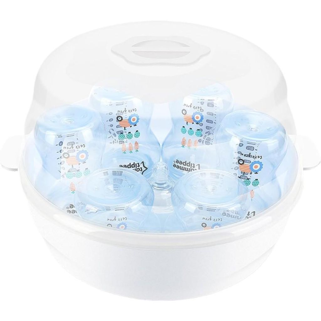 Mikrowellen Sterilisator für Babyflaschen, Schnuller und Zubehör, Dampfsterilisation, kompakt und leicht, weiß