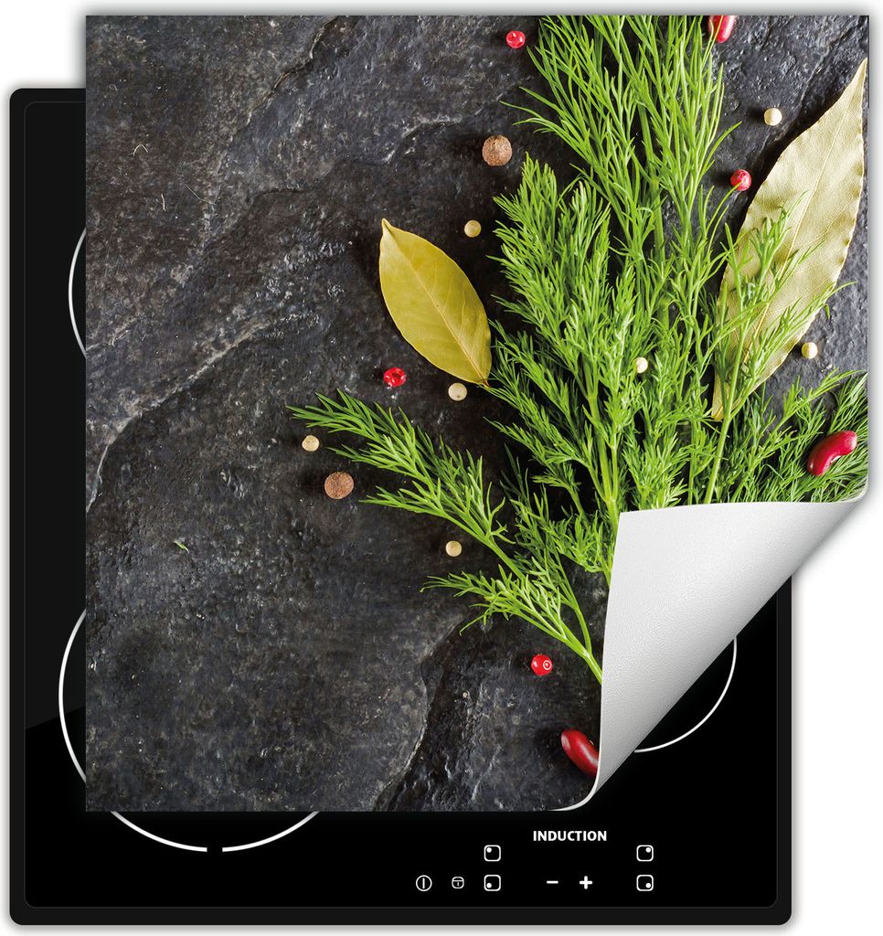 DarHaus Herdabdeckplatte 60x52 cm Anti Rutsch Matte Aufrollbar, schiefer - Gewürze