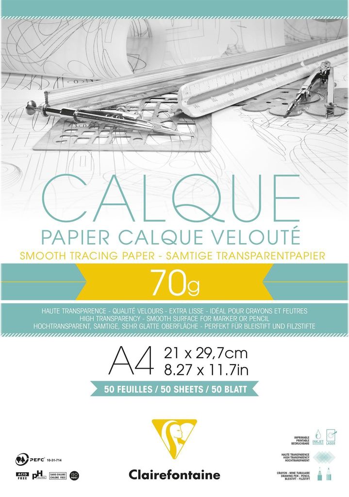 Clairefontaine Block Kalkpapier A4 70/75g 50Bl