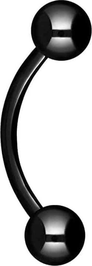 Bauchnabel-Piercing, Rook Piercing Titan Banane Schwarz Stablänge: 10mm + Stabstärke: 1,2mm + Kugelgröße: 4mm