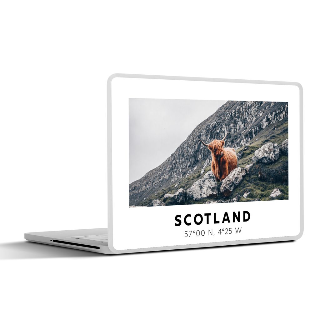 MuchoWow Laptop Aufkleber Sticker Cover Schottland - Schottische Highlander - Berge - Tiere 30x21 cm - Sticker für Laptop - Selbstklebend