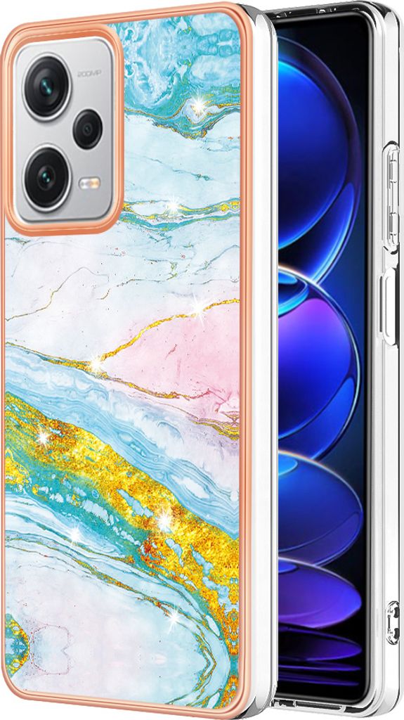 Hülle für Xiaomi Redmi Note 12 Pro+ Muster TPU Silikon Stoßdämpfer Bumper Schutzhülle Türkis