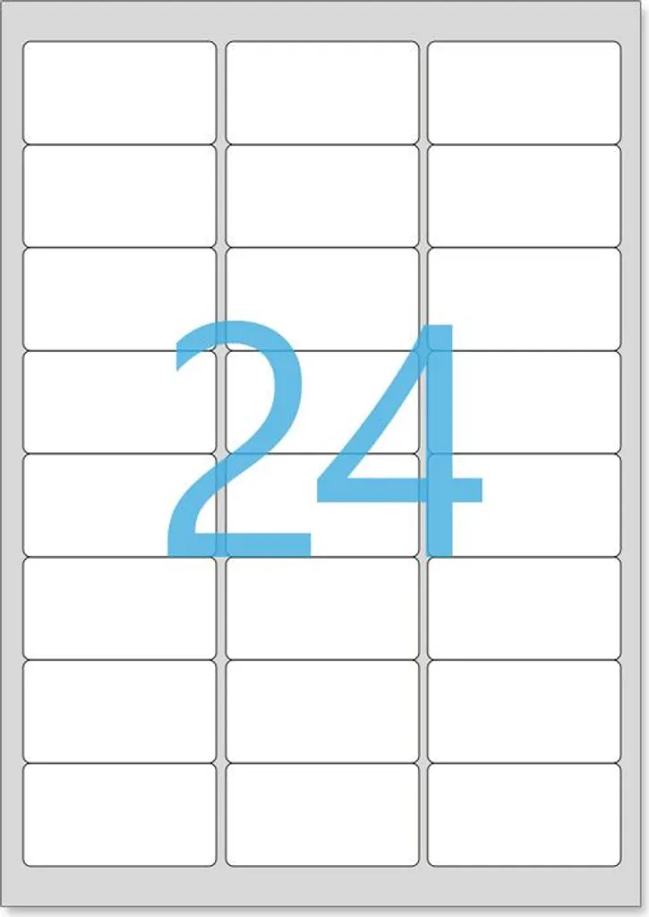 500 Planches A4 de 24 Étiquettes Timbre 63.5 x 33.9 mm - 12000 Pièces