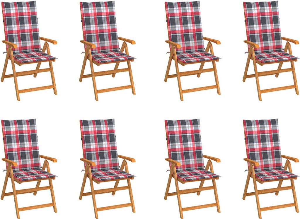 The Living Store Garten-Liegestühle mit Kissen 8 Stk. Massivholz Teak