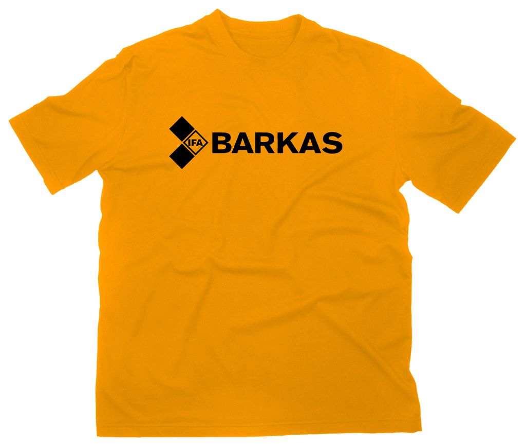 Styletex23 T-Shirt #2 Barkas IFA VEB Logo Camping Bus, gelb, S