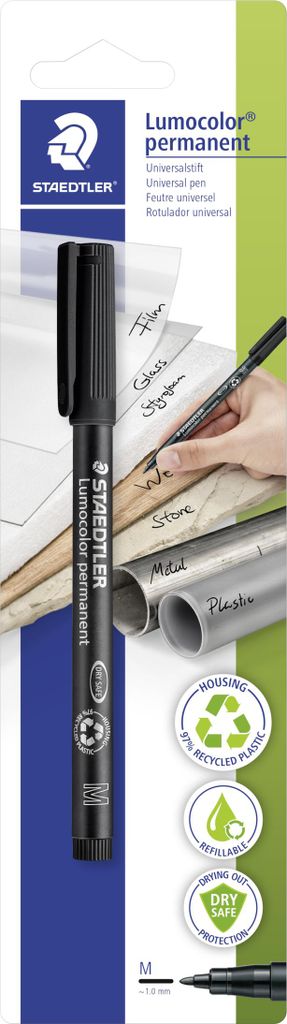 Folienstift Lumocolor M 1,0mm permanent schwarz Packung mit 10 Stück