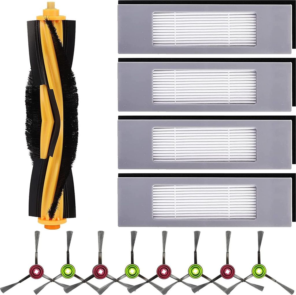 Ersatzteile Zubehör für Ecovacs Deebot Ozmo 950 920 T8,T8+,T8 AIVI,T9,T9+ und N8,N8+,N8 Pro,N8 Pro+ Serie,1 Hauptbürste,4 Hepa-Filter,8 Seitenb...