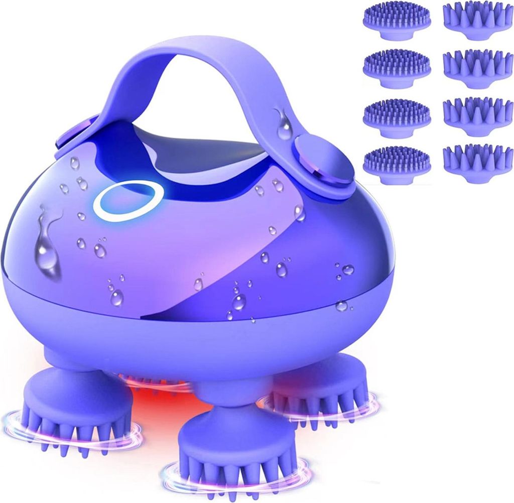 Kopfmassager mit 3 Knetmodi – IPX7 wasserdichter Head-Massager mit 8 Krallen für tiefgreifende Reinigung, Körpermassager zur Stressentspannung