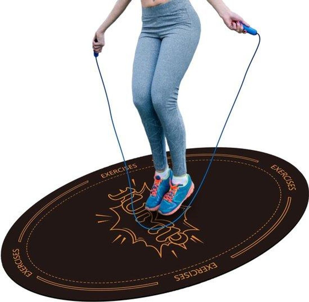 Fitness-Übungsmatte mit großen ovalen Stoßdämpfern, dick, dauerhaftem Antislip-Jump-Rope-Mat für Heim, Fitnessstudio und Outdoor (55 x 36 "x 6mm)