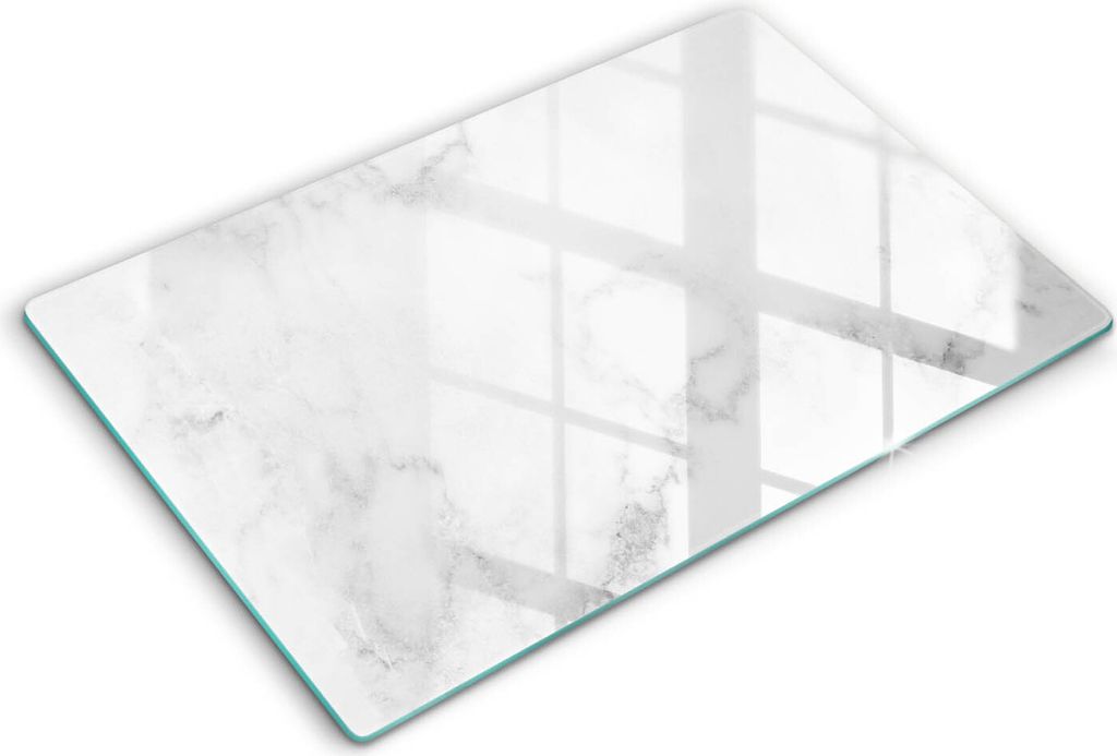 Glasschneideplatte - Herdabdeckplatte - 80x52 cm -Schneidebrett - Spritzschutz -Moderner Marmor