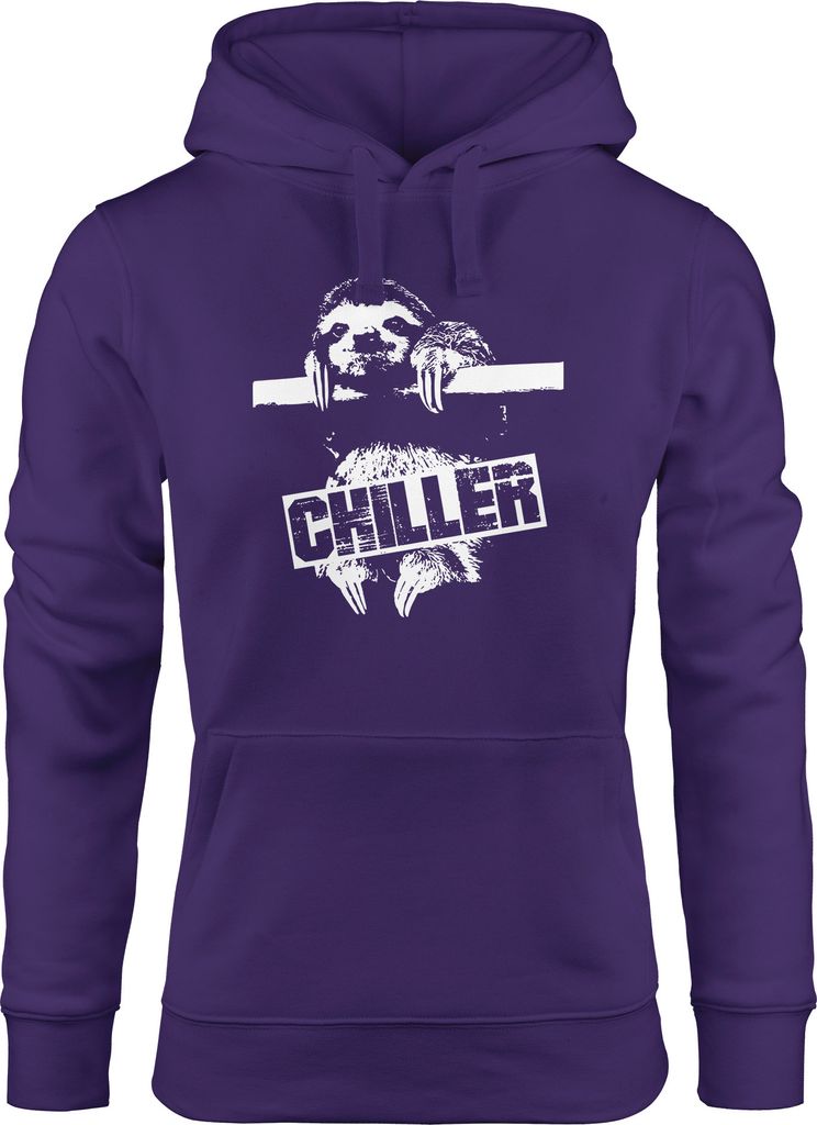 Kapuzen-Pullover Damen Faultier Chiller Sloth Hoodie Moonworks lila L
