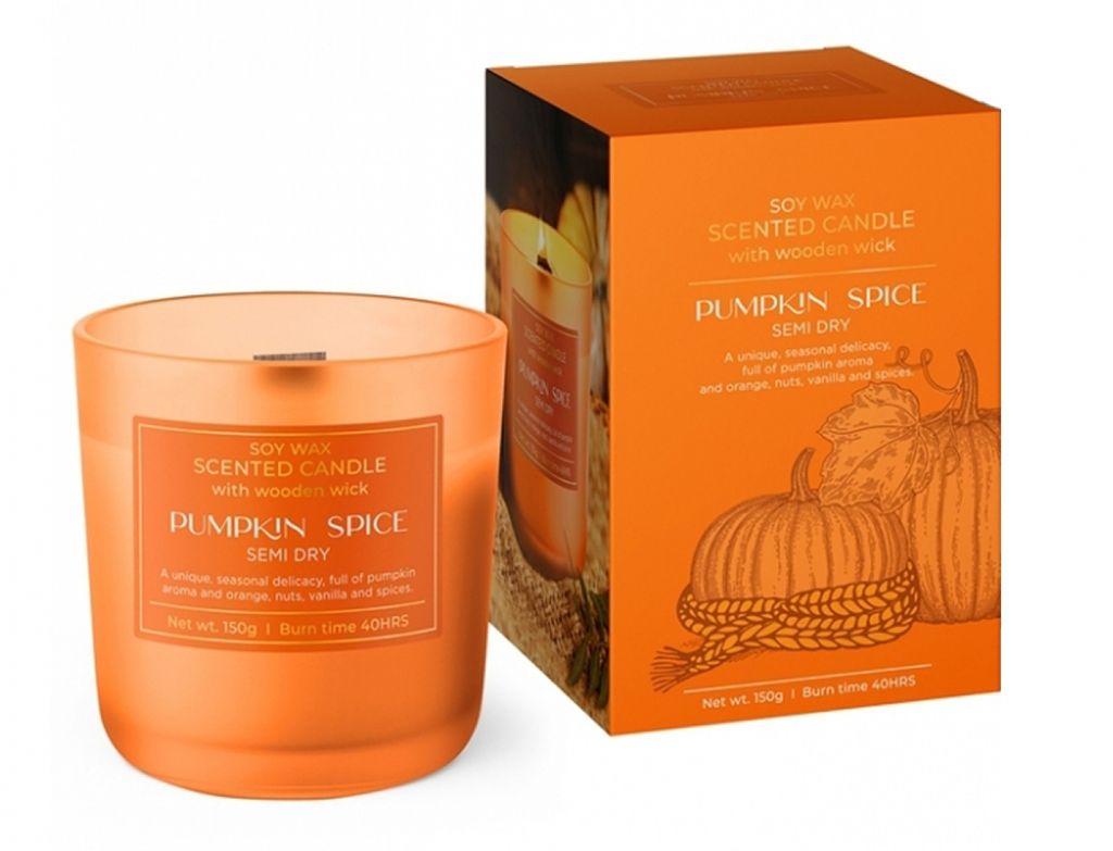 Bougie parfumée au soja avec mèche en bois - Pumpkin Spice, Image du produit 
