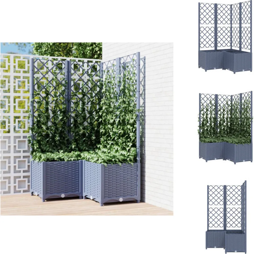 Bac à plantes avec treillis 80x80x136 cm en PP gris : fini le bois qui pourrit