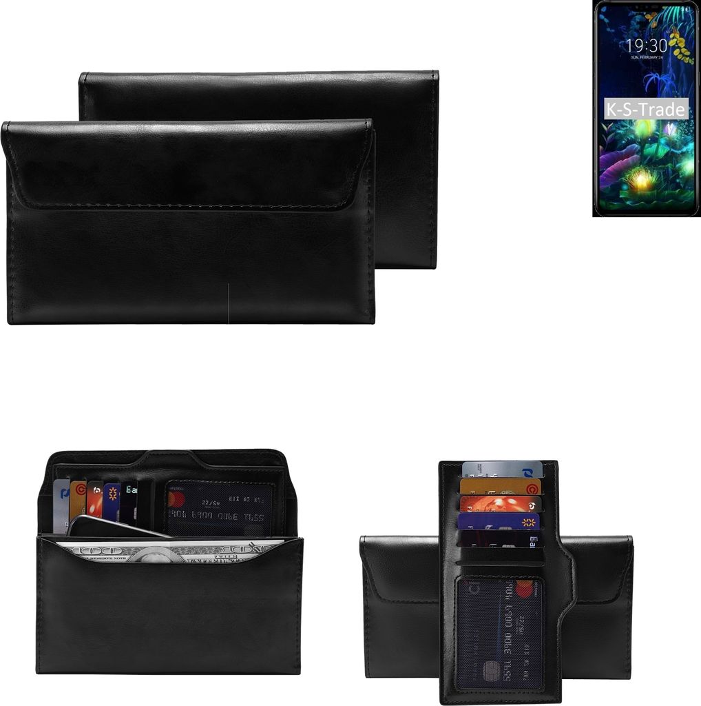 K-S-Trade Handy Hülle kompatibel mit LG Electronics V50 ThinQ Schutz Hülle Tasche Schutz Case Handytasche Kunstleder schwarz, 1x