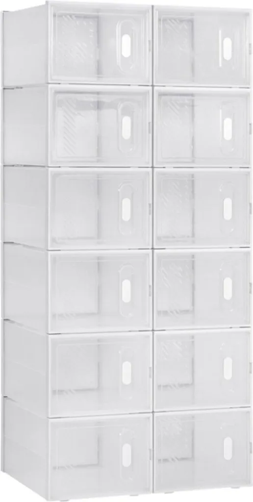 Rangement Chaussures Empilable Happyment PRO - Lot de 12 Boîtes Vitrine