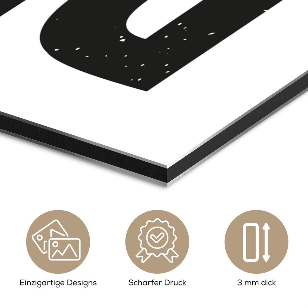 MuchoWow Wanddekoration Metall Metallbild Wandkunst 60x80 cm Bier - Japandi - Dekoration - Schwarz MuchoWow Aluminium Gemälde - Wanddekoration Metall