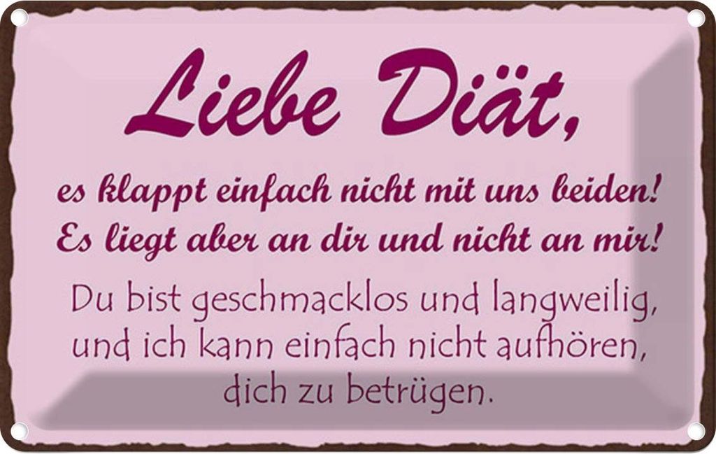 vianmo Blechschild 12x18 cm liebe Diät klappt einfach nicht Spruch Zitat