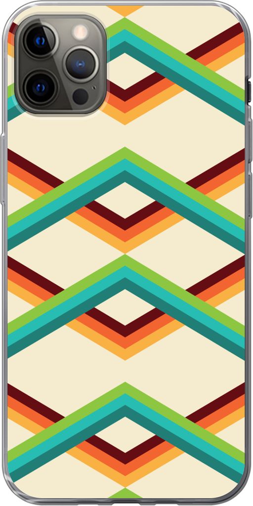 MuchoWow Handyhülle Schutzhülle Hülle für Telefoonhoesje iPhone 13 Pro Max Retro - Streifen - Design - Siebziger Jahre Silikon Softcase Handy...