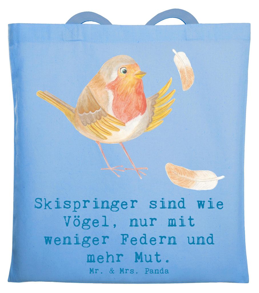 Mr. & Mrs. Panda Tote Bag Skispringen Mut - Sky Blue - Geschenk, Teamsport, Fliegen, Präzision, Laptoptasche, festival tasche, Skispringwettbewerb...