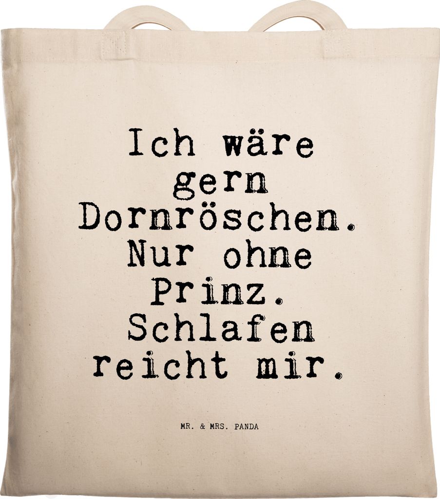 Mr. & Mrs. Panda Einkaufstasche Ich wäre gern Dornröschen.... - Transparent - Geschenk, Baumwollbeutel, lustig, witzig, Einkaufstüte, Tote Bag, ...