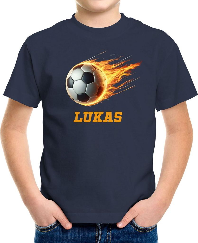 Kinder T-Shirt Fußball mit Namen Aufdruck Ball Geschenk für Fußballfans Sport Shirt Geschenkidee Fußballliebhaber Moonworks