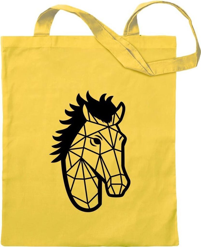 Kiwistar - Baumwolltasche - gelb - Polygon Pferd Stute Tier Art - Tragetasche Stoffbeutel Umhängetasche Langer Henkel