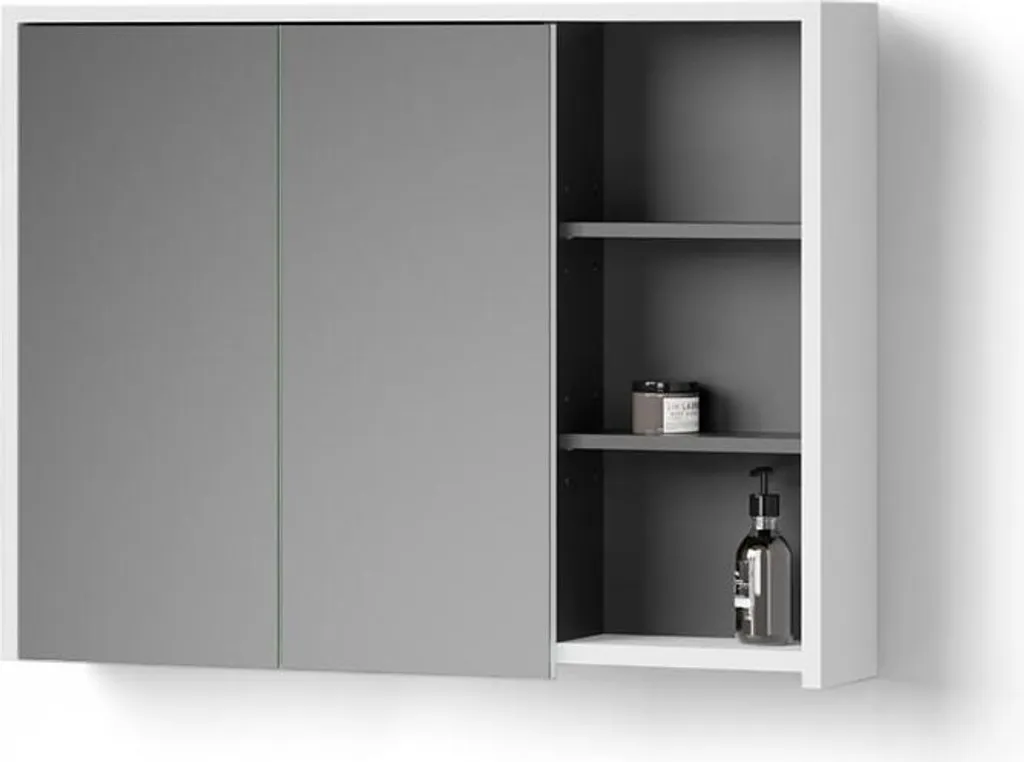 Specchio Contenitore Bagno 100x75 cm Vomano Livinity | Bianco Antracite