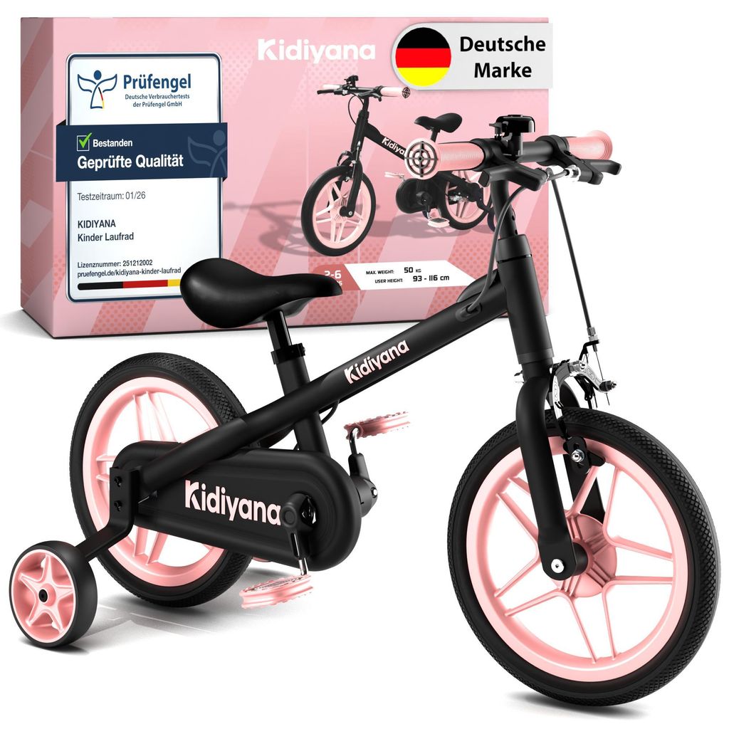 Kidiyana 3 in 1 Kinderfahrrad 12 Zoll Laufrad mit Produktbild 