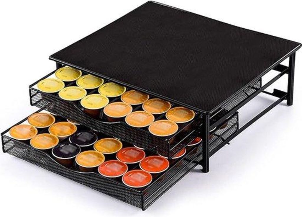 Robuster 2-in-1 Kapselhalter aus Stahl für Dolce Gusto Kapseln, 2 Schubladen, bis zu 72 Kapseln, mit Oberflächenschutz