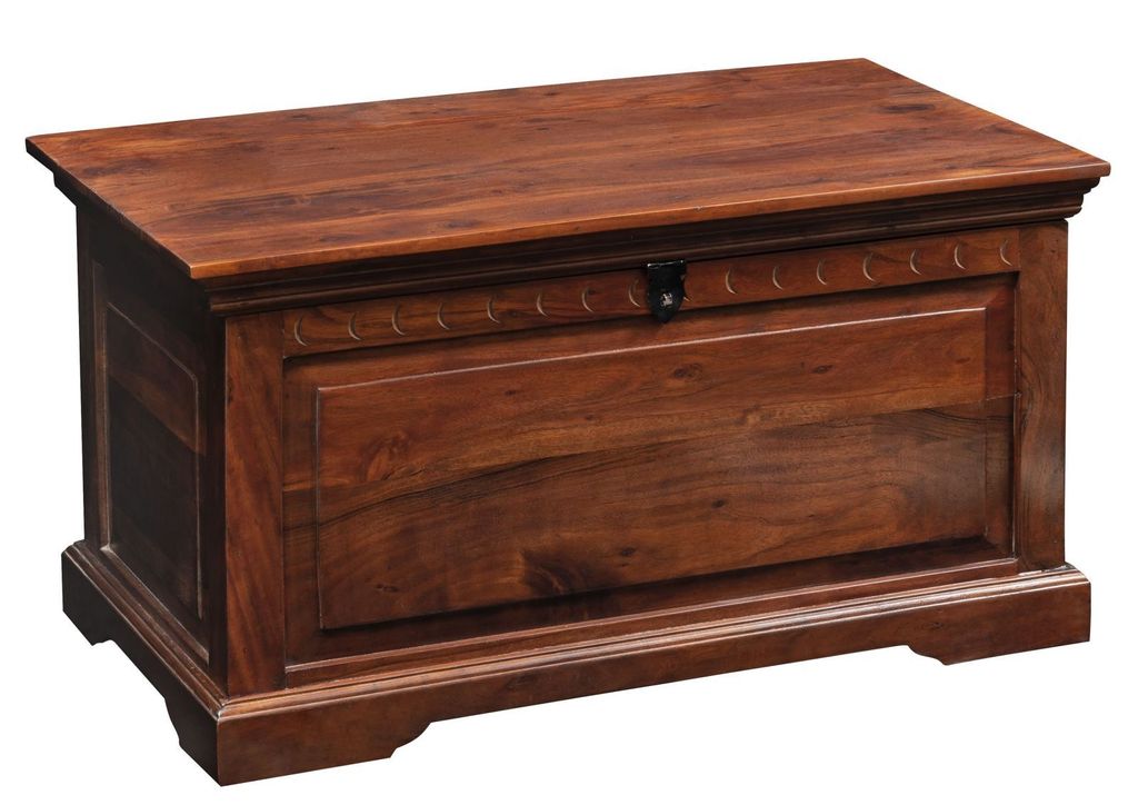 MASSIVMOEBEL24 | Coffre 90x50 Acacia laqué Nougat OXFORD Image du produit 