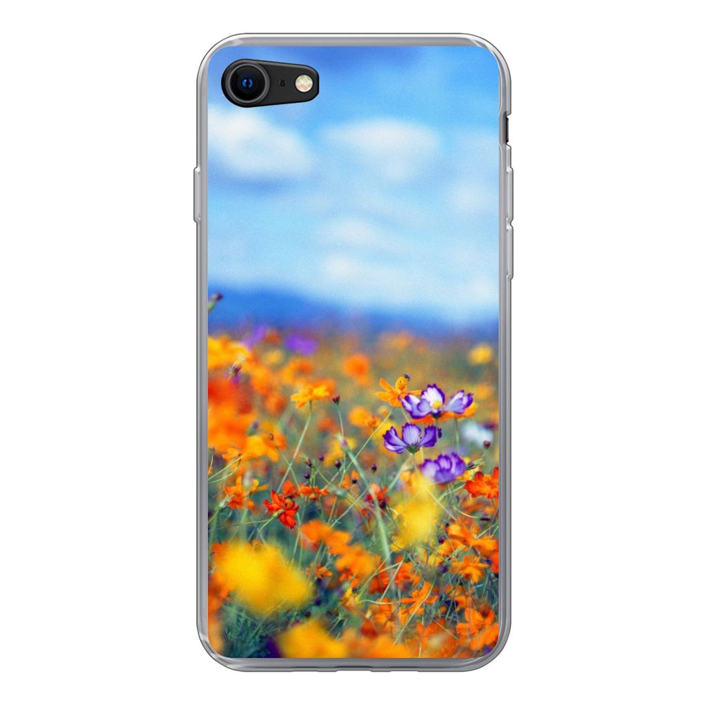 MuchoWow Handyhülle Schutzhülle Hülle für iPhone 8 Kosmos - Farben - Frühling Silikon Softcase Handy Hülle - Schutzhaube